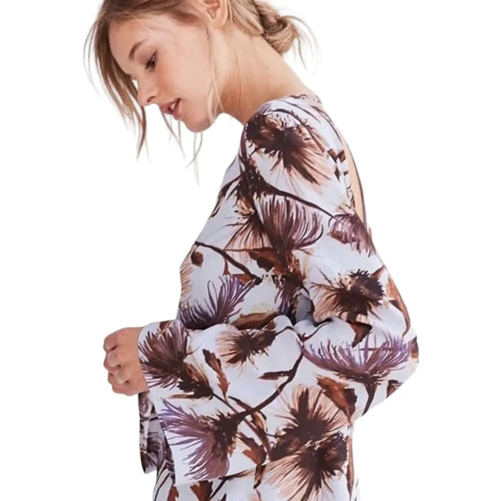 Kimchi Blue floral mini dress bell sleeve size small